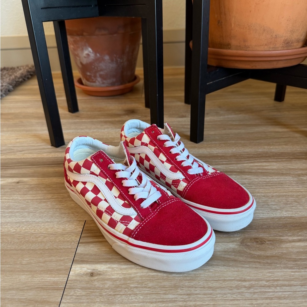 Vans Red and White Checkered Sneakers